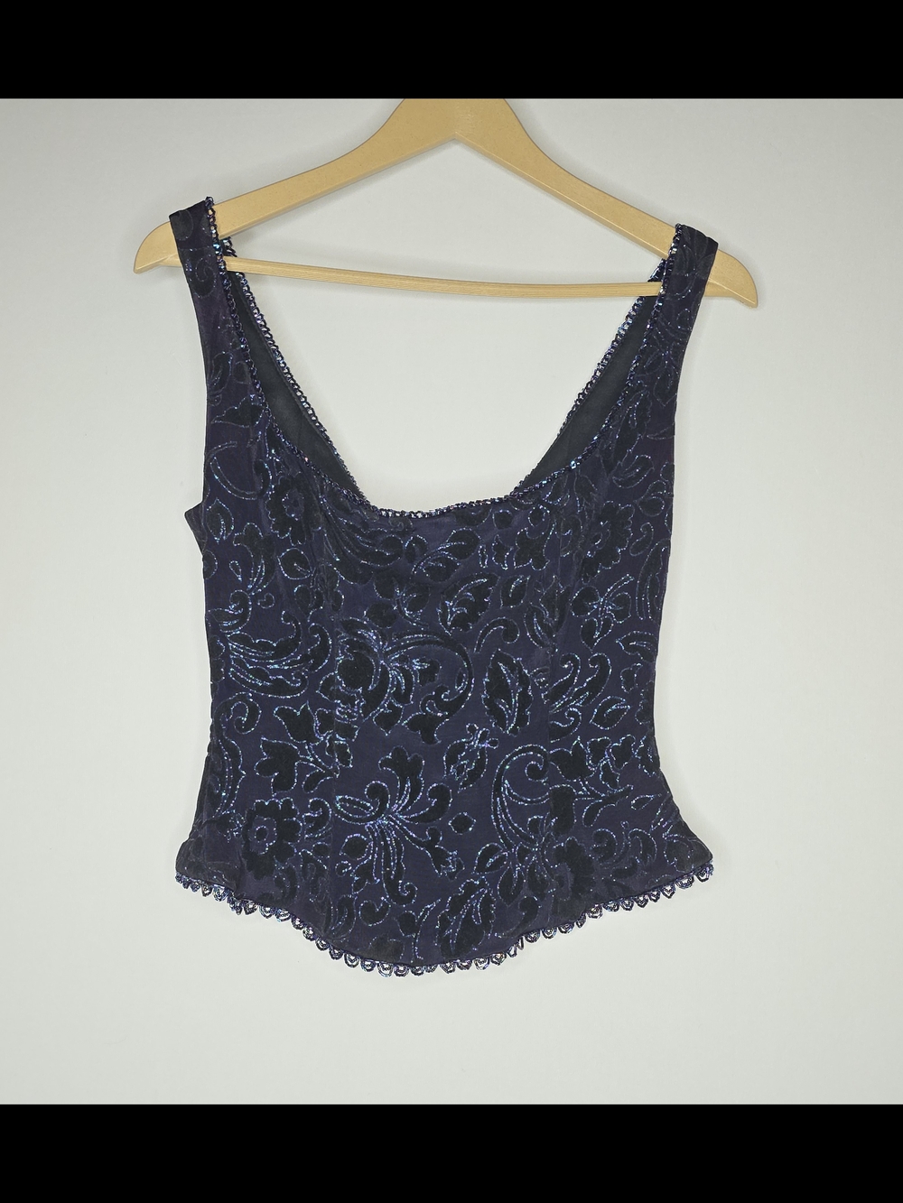 Vintage Cache Beaded Velvet Burnout Evening Top – Size 10